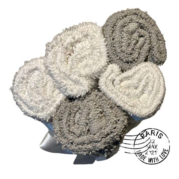 Wash Cloths 100% Cotton Set of 5 in Gift Basket - Picture 3 of 3
